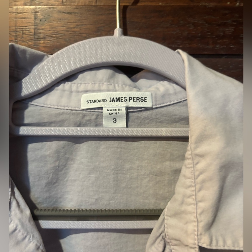 James Perse Contrast Side Panel Three-Quarter Sleeve Button-Up Gray Size 3 - Picture 7 of 7